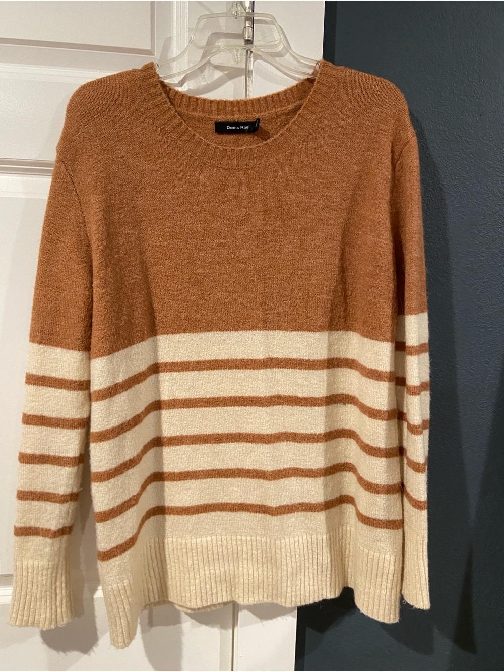 Burnt Orange and Cream Striped Knit Sweater